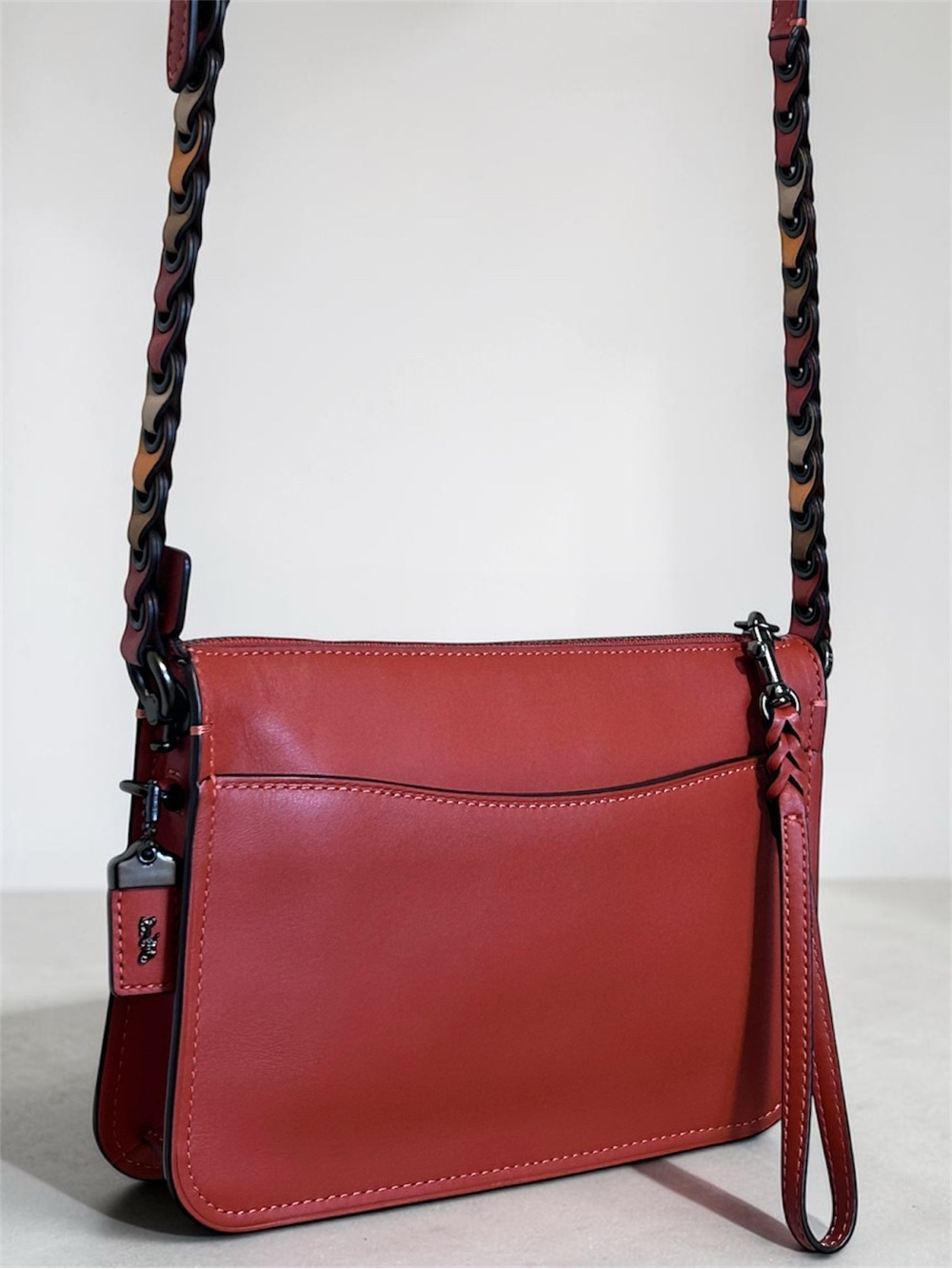 COACH 1941 Grommet Links Glovetanned Leather Soho XBody/Clutch in Vermillion - Picture 4 of 15